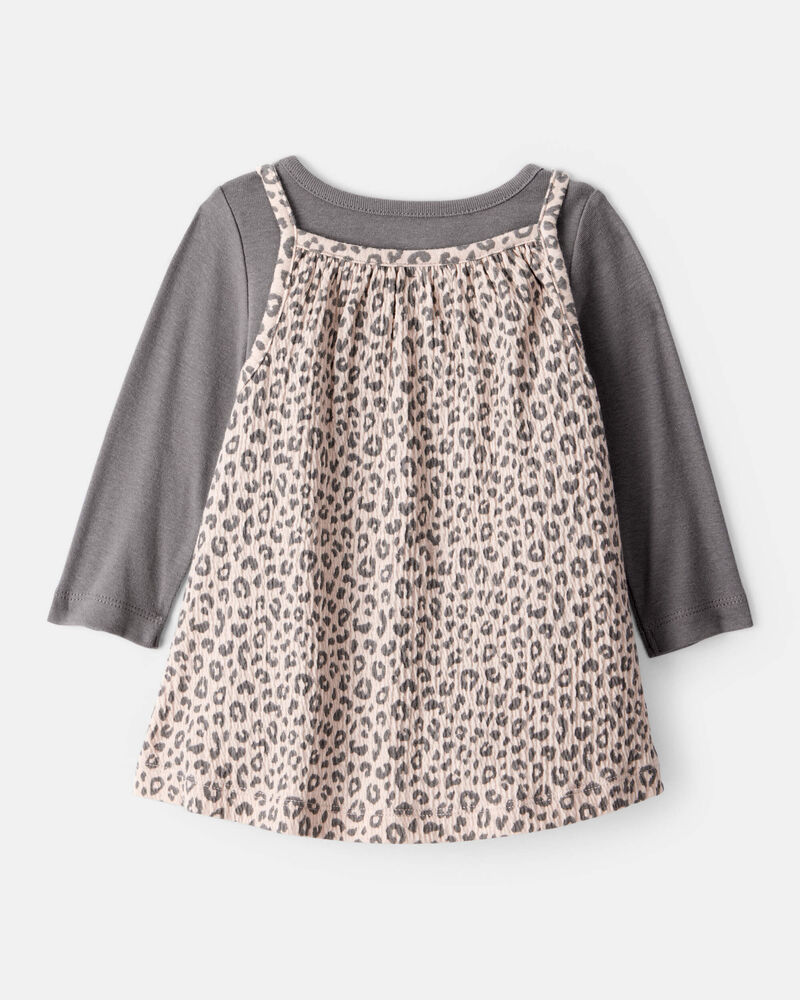 Baby Girl 2-Piece Leopard Leopard Print Long-Sleeve Dress Set, image 2 of 6 slides