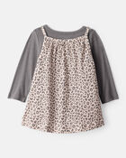 Baby Girl 2-Piece Leopard Leopard Print Long-Sleeve Dress Set, image 2 of 6 slides