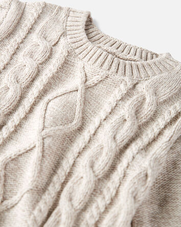 Toddler Organic Cotton Cable Knit Sweater in Toasted Wheat, 