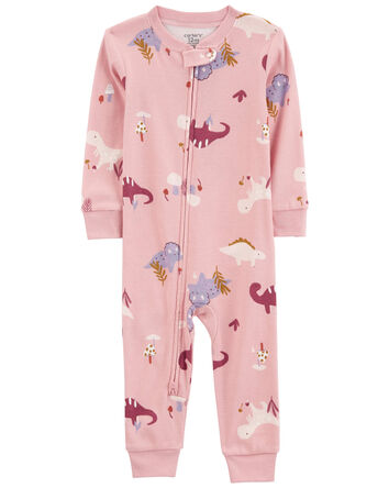 1-Piece Dino 100% Snug Fit Cotton Footless Pajamas, 