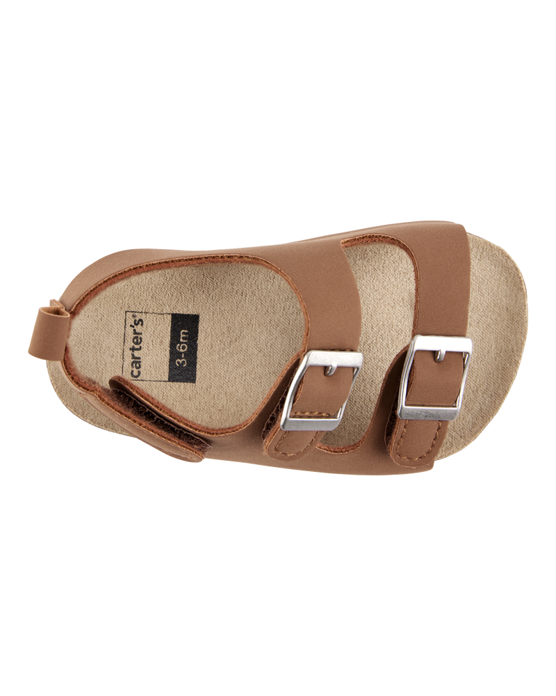 Baby Buckle Faux Cork Sandals - Brown, image 4 of 7 slides
