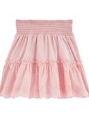 Pink - Kid Cotton Eyelet Trimmed Skirt