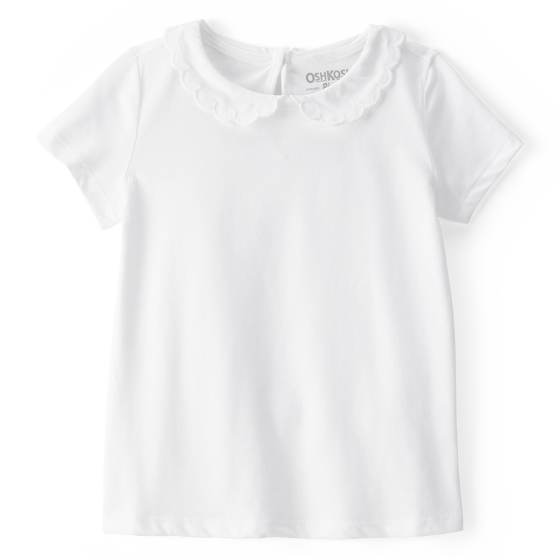 White Toddler Scalloped Peter Pan Collar Jersey Tee