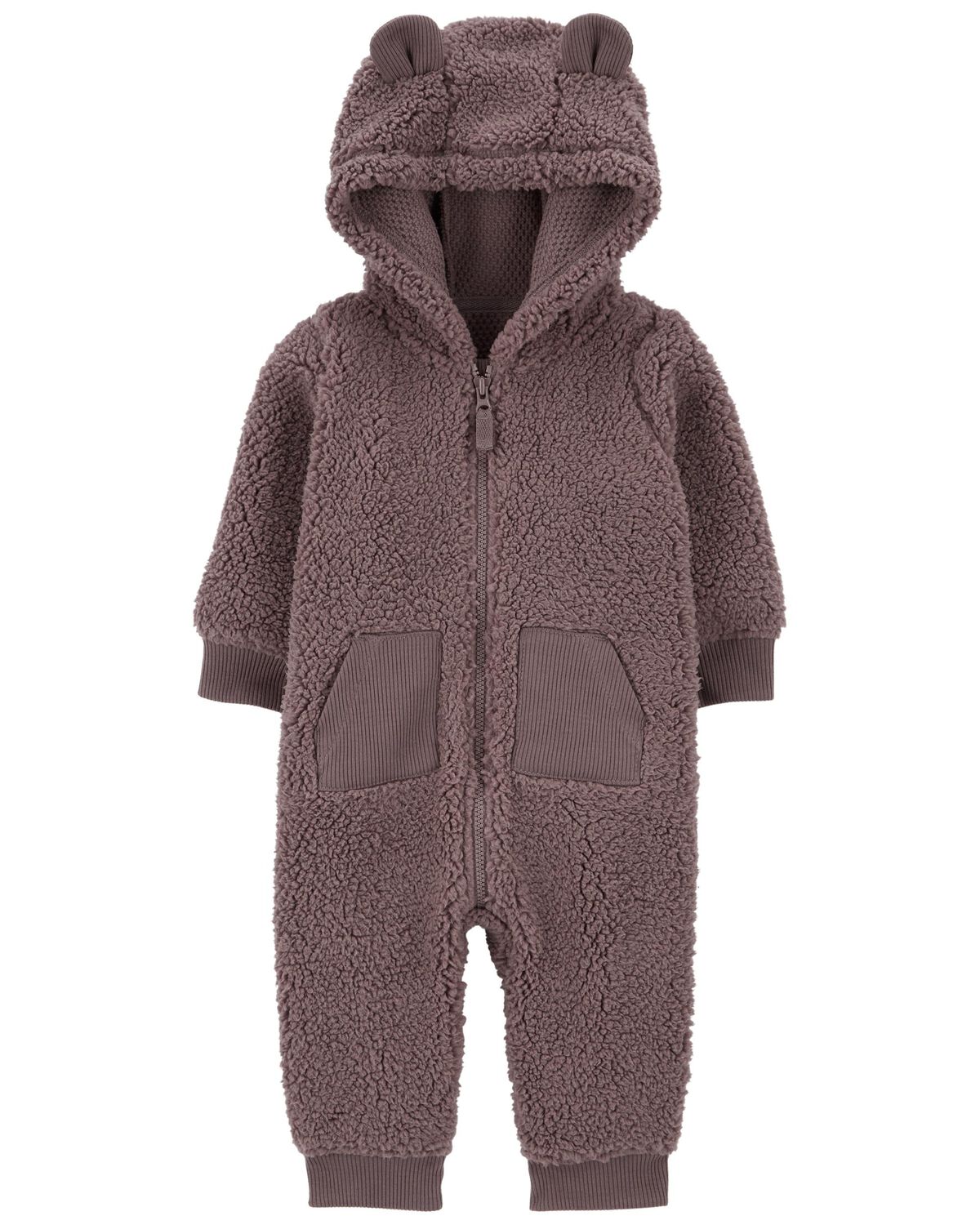 Brown Baby Bear Sherpa Jumpsuit