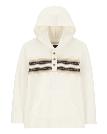 Kid Long-Sleeve Striped Hooded Pullover - Cream, 