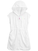 White - Kid Hooded Zip-Up Cover-Up