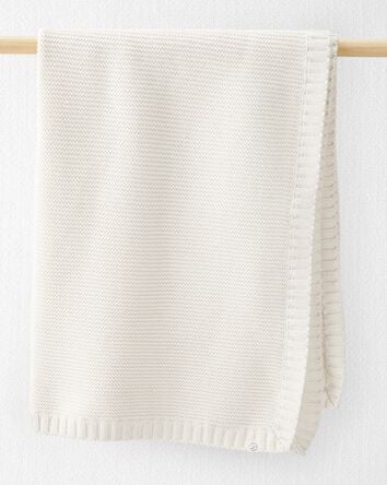 Baby Organic Cotton Signature Stitch Blanket in Cream, 