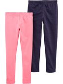 Blue/Pink - Kid 2-Pack Navy & Pink Leggings