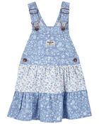 Toddler Floral Print Tiered Jumper Dress, image 1 of 4 slides