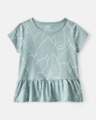 Toddler Girl Heart Print Short-Sleeve Peplum Top - Green, image 1 of 3 slides