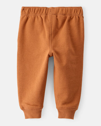 Baby Boy Solid Fleece Cotton Jogger - Brown, 