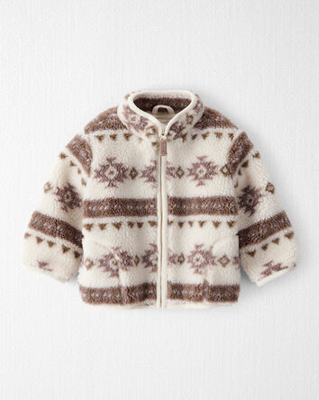 Baby Girl Recycled Aztec Sherpa Jacket, 