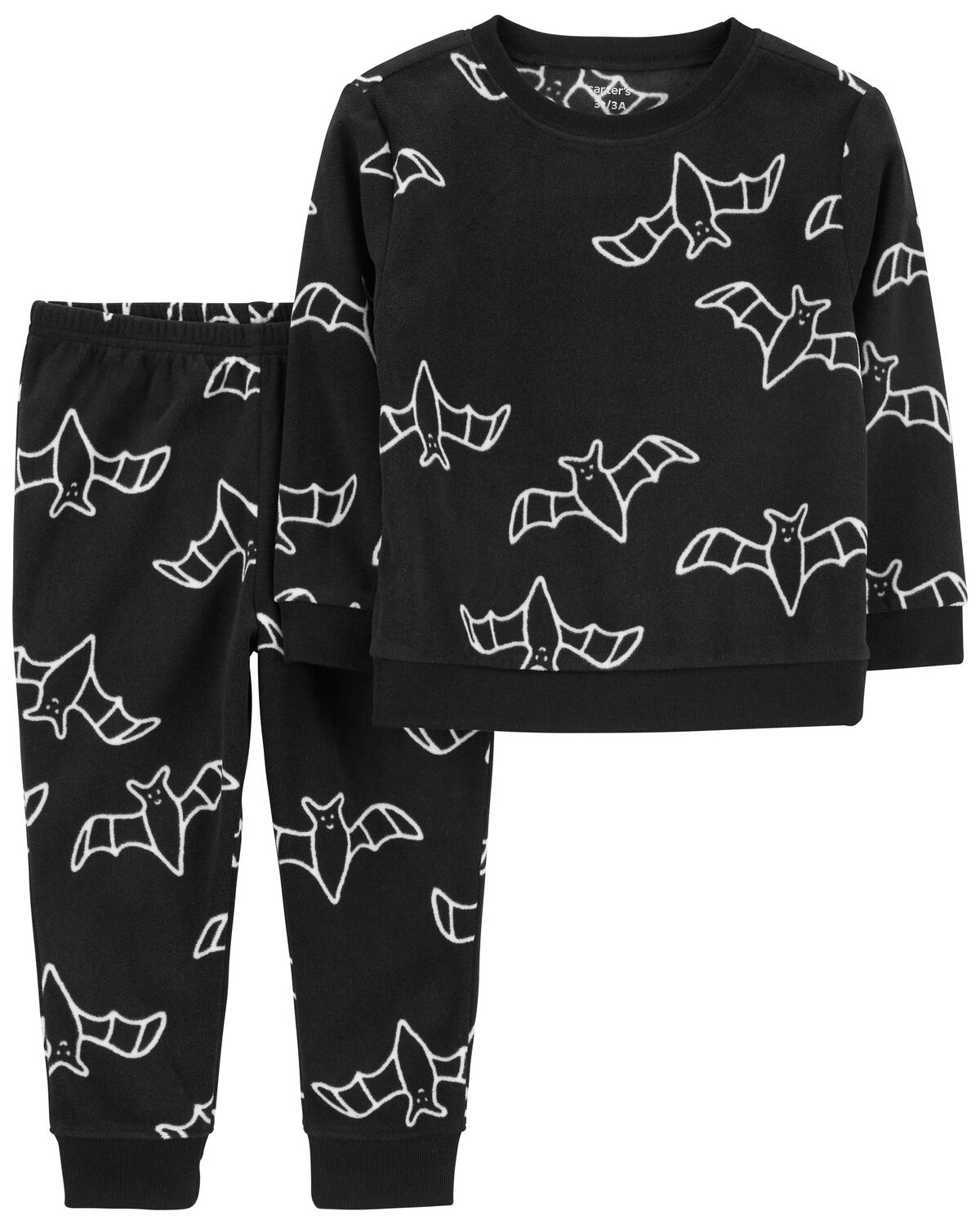 Black Toddler 2Piece Halloween Bats Fleece Outfit