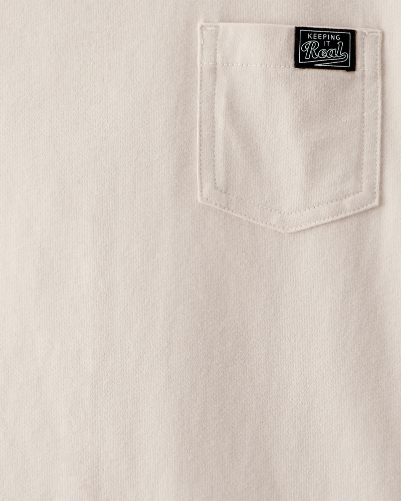 Kid "Keeping It Real" Relaxed Pocket Tee - Beige, image 2 of 3 slides