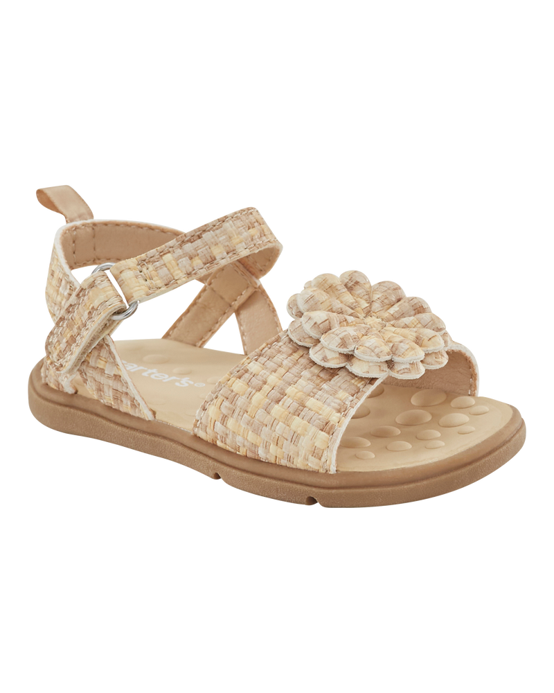 Baby  Every Step® First Walker Woven Flower Accent Sandals - Beige, image 1 of 7 slides