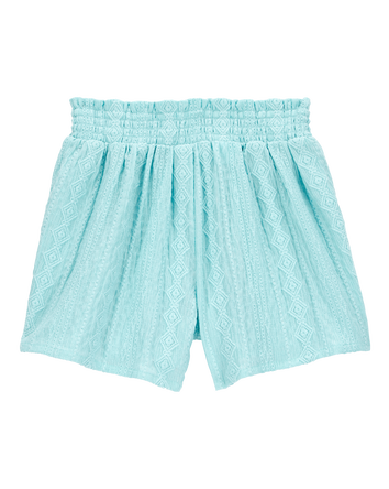 Kid Pull-On Smocked Shorts - Blue, 