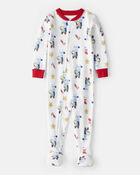 Baby Bluey™ Print 100% Cotton Long-Sleeve Snug Fit 1-Piece Pajamas - White, image 1 of 4 slides