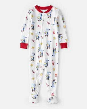 Baby Bluey™ Print 100% Cotton Long-Sleeve Snug Fit 1-Piece Pajamas - White, 