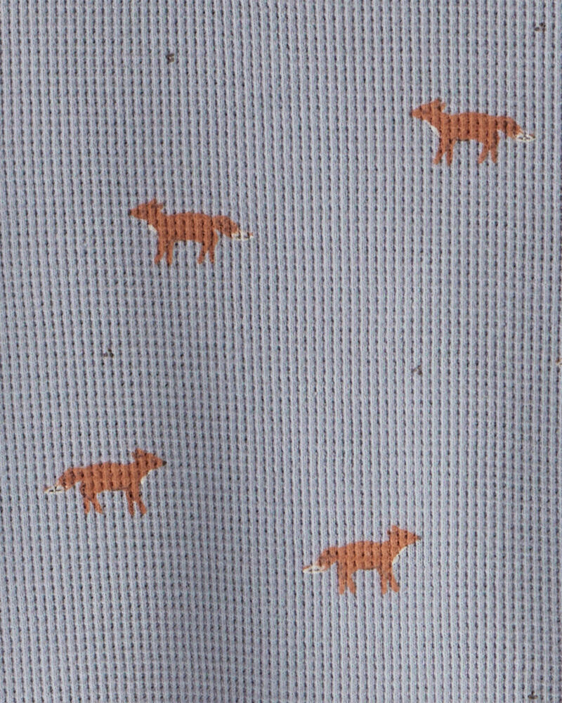 Toddler Organic Cotton Waffle Knit Set in Shadow Fox Print, image 4 of 6 slides