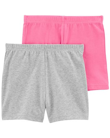 Kid 2-Pack Pink/Grey Bike Shorts, 