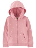 Pink - Baby Floral Heart Print Hooded Zip Jacket