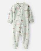 Baby Girl Squirrel Print Loose Fit Long-Sleeve Sleep & Play - Green, image 1 of 4 slides