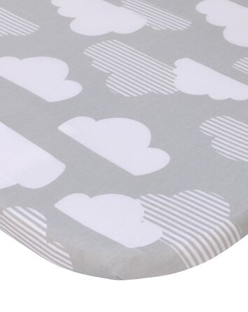 Skip Hop Cozy-Up 2-in-1 Bedside Sleeper 100% Cotton Fitted Bassinet Sheet - Grey & White Clouds , 