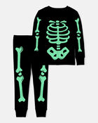 Baby 2-Piece Glow Skeleton Halloween 100% Snug Fit Cotton Pajamas - Black, image 2 of 5 slides