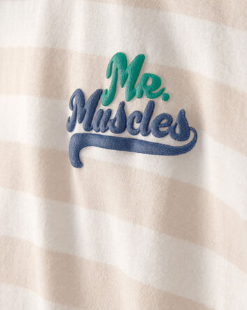 Toddler Boy 'Mr. Muscles' Striped Top - Tan, 