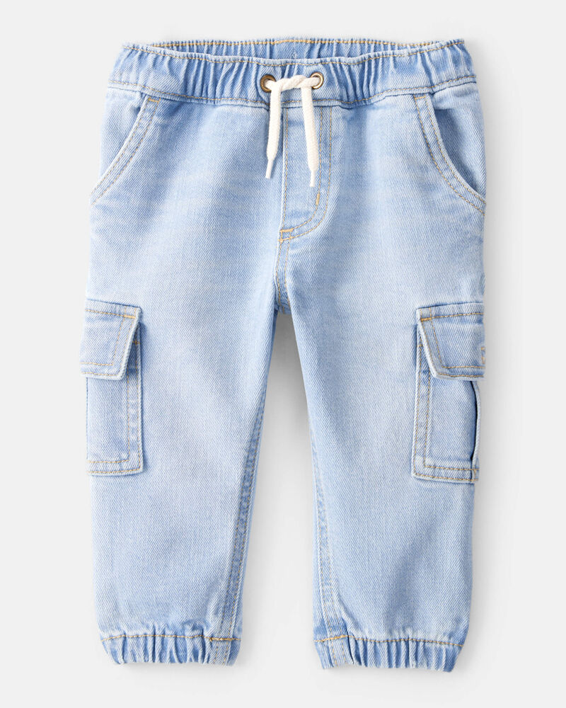 Baby Boy Mid-Rise Denim Cargo Joggers - Blue, image 1 of 5 slides