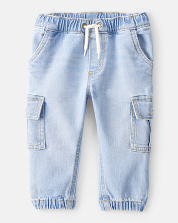 Baby Boy Mid-Rise Denim Cargo Joggers - Blue, 