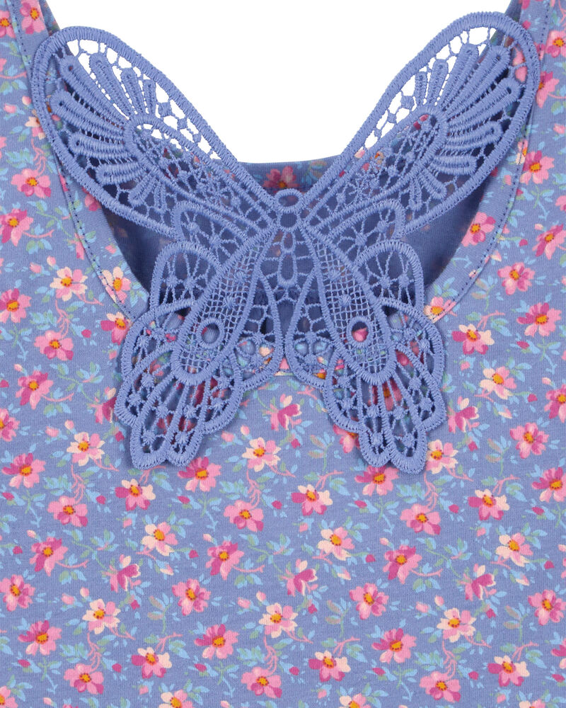 Baby Floral Print Crochet Butterfly Top, image 3 of 4 slides