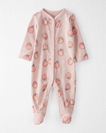 Baby Organic Cotton Sleep & Play Pajamas in Peach Print, 