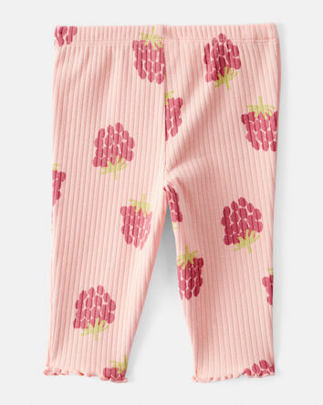 Baby Girl Raspberry Print Cotton Pull-On Pants - Pink, 