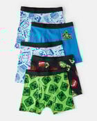 Boys 5-Pack Minecraft® Print Boxer Brief Underwear - Blue/Green/Black, image 1 of 2 slides