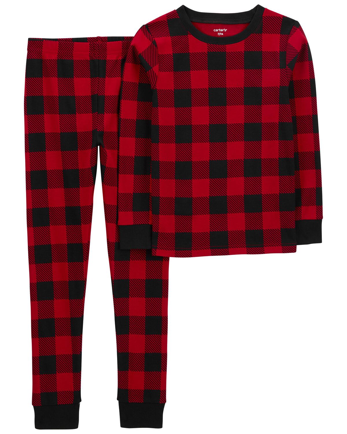 Red/Black Kid 2Piece Buffalo Check 100 Snug Fit Cotton Pajamas