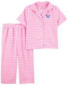 Toddler 2-Piece Plaid Coat Style Pajamas, image 1 of 3 slides