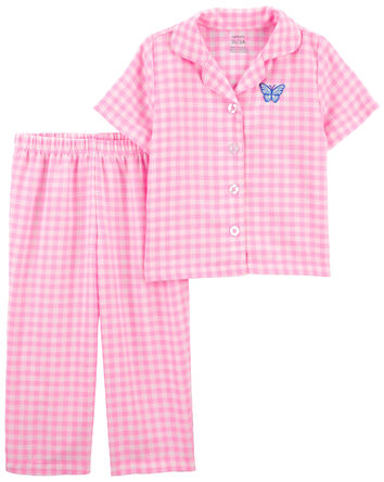 Toddler 2-Piece Plaid Coat Style Pajamas, 