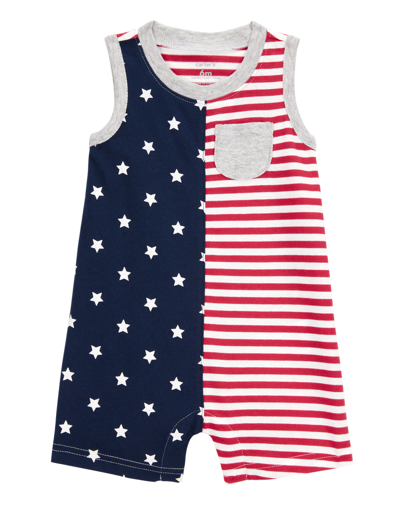 Baby American Flag Cotton Romper, image 1 of 3 slides