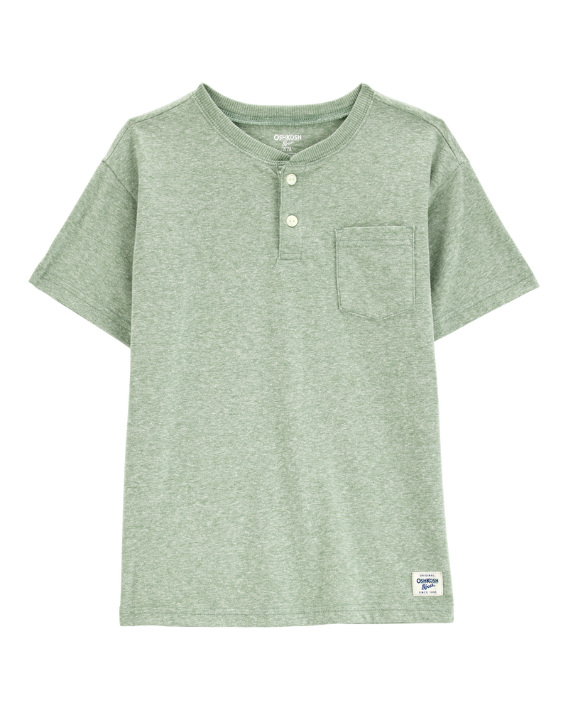 Kid Pocket Henley Tee - Green, image 1 of 3 slides