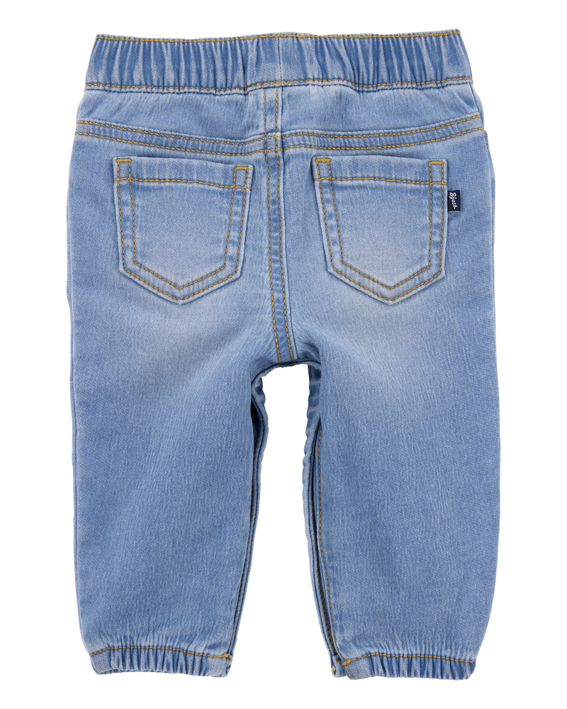 Baby Pull-On Jeans With Snap Leg Closures - Blue, image 3 of 5 slides