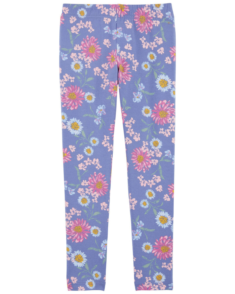 Kid Sunflower Print Stretch Leggings, image 2 of 4 slides