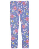 Kid Sunflower Print Stretch Leggings, image 2 of 4 slides