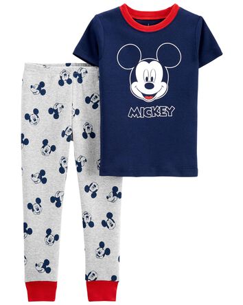 Baby 2-Piece Mickey Mouse 100% Snug Fit Cotton Pajamas, 