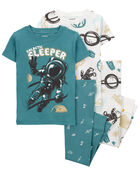 Baby 4-Piece Astronaut 100% Snug Fit Cotton Pajamas, image 1 of 5 slides