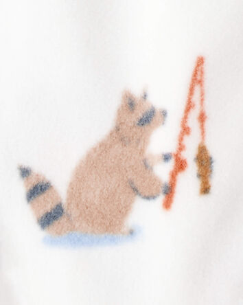 Toddler Boy 1-Piece Woodland Creatures Fleece Footie Pajamas - Ivory, 