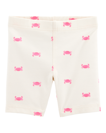 Baby Girl Crab Print Bike Shorts - Ivory, 