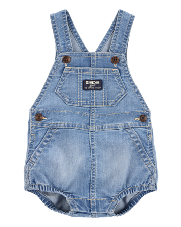 Baby Denim Bubble Romper - Blue, 