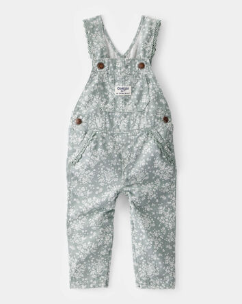 Baby Floral Print Overalls - Green, 