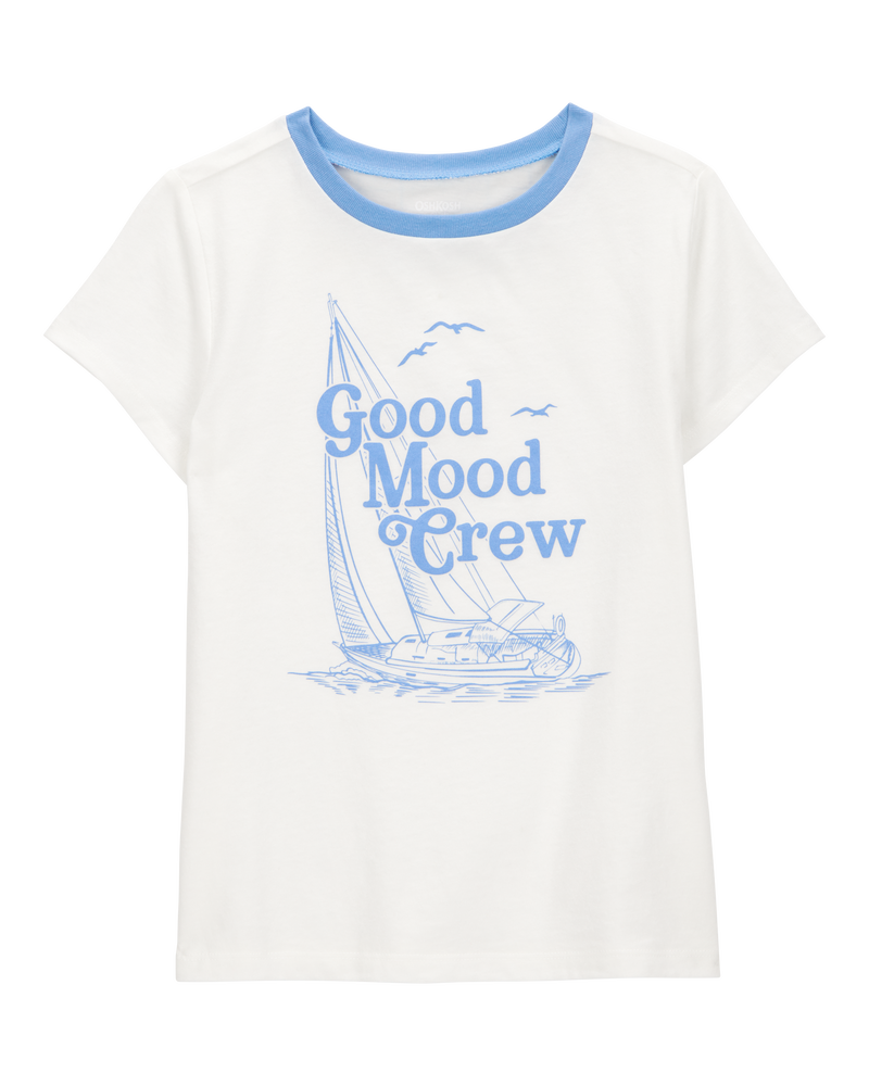 Kid Good Mood Crew Short-Sleeve Graphic Tee - White, image 1 of 3 slides